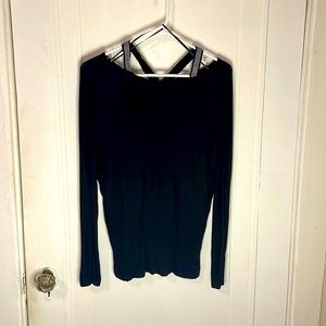 New but tags removed, long sleeve, black top, sparkle straps